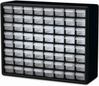 Akro-Mils 64-Drawer Plastic Drawer Storage Cabinet for Garage Organization, Bead Organizer, Building Bricks Storage, Teacher Toolbox, Makeup Organizer, 20-Inch W x 6-Inch D x 16-Inch H, 10764 Black