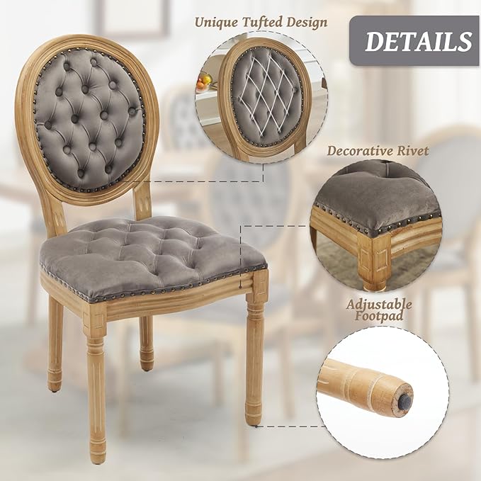 French Country Dining Chairs Set of 4,Farmhouse Upholstered Dining Room Chair...