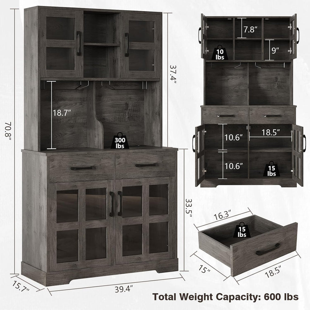Kitchen Pantry Storage Cabinet, Modern Pantry with Power Outlet, Food Pantry ...