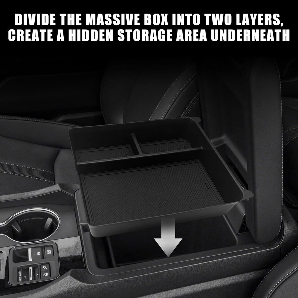 Muslogy for Pilot Center Console Organizer & Dash Storage Tray & Magnet Armrest Hidden Storage Compartment 3PCS Set Compatible with Honda Pilot 2025 2024 2023(Console +Dash Tray+Hidden Organizer)
