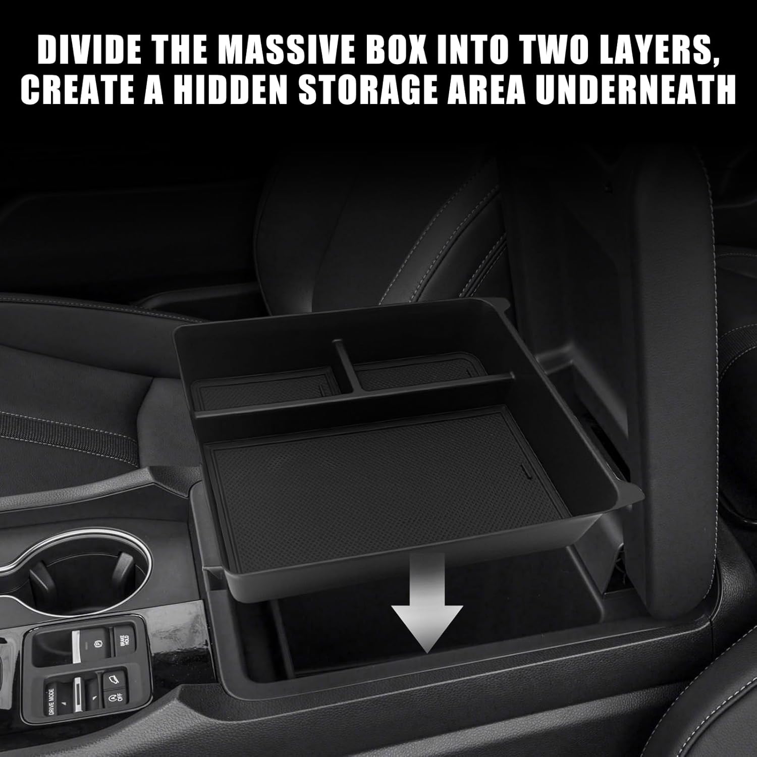Muslogy for Pilot Center Console Organizer & Dash Storage Tray & Magnet Armrest Hidden Storage Compartment 3PCS Set Compatible with Honda Pilot 2025 2024 2023(Console +Dash Tray+Hidden Organizer)