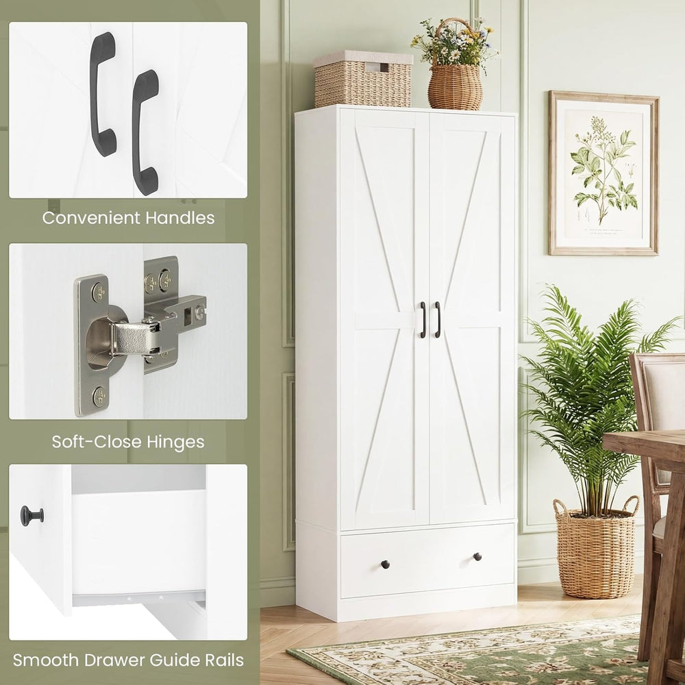Giantex 72" Tall Kitchen Pantry Cabinet, Farmhouse Wooden Cupboard w/ 2 ...