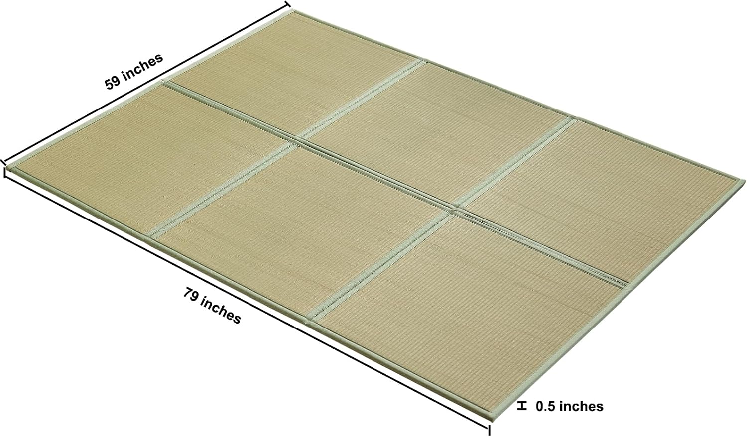 Natural Rush Grass Floor Tatami Mat,Queen, 79" x 59" x 0.5" | Japanese Portable Folding Firm Traditional Bed Mattress, Foldable Pad Futon,for Sleeping,Sitting,Yoga,Relaxing,Zen
