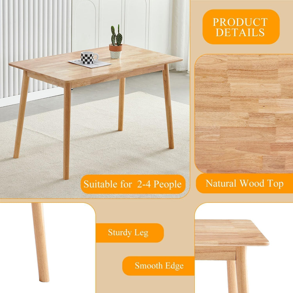 5-Piece Solid Wood Dining Table and Chairs Set for 4, Modern Wood Kitchen Tab...