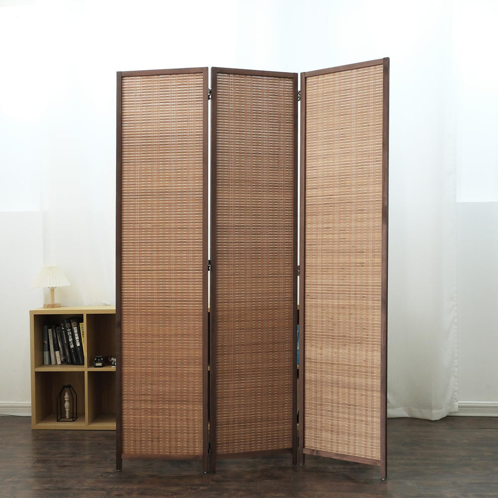 Furnnylane 3 Panel Bamboo Room Divider - 5.6 ft Tall Folding Privacy Screen f...