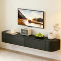 SHGJ&SOFT Floating TV Stand Wall Mounted Media Console with Door Entertainment Centerwith Storage Cabinets, Wall Mounted TV Shelf for Bedroom,Living Room (Black, 47.2IN)