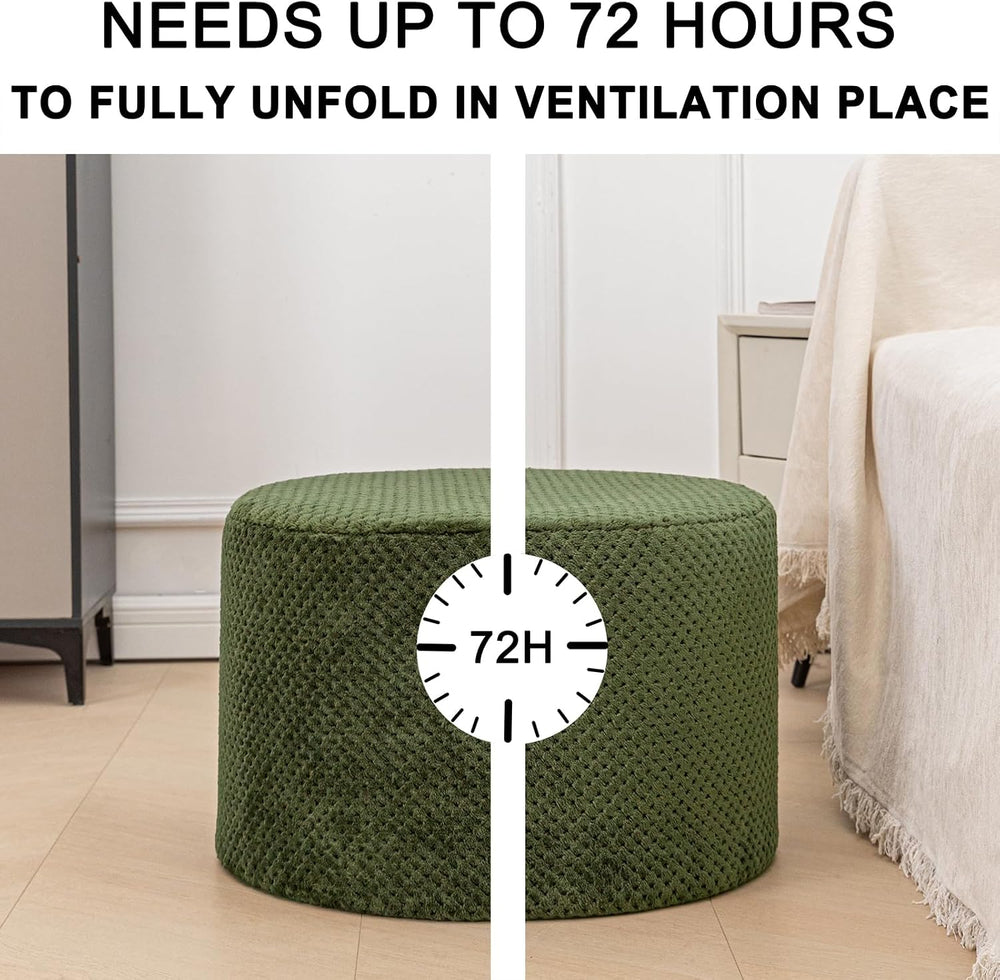 Poofieotto 20"x14" Round Foam Stuffed Pouf Ottoman - Modern Floor F...