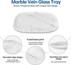 Vanity Decorative Tray, 12" x 12" White Marble Pattern Perfume Tray, Bathroom Tray Countertop Organizer for Soap Towel, Jewelry, Candle