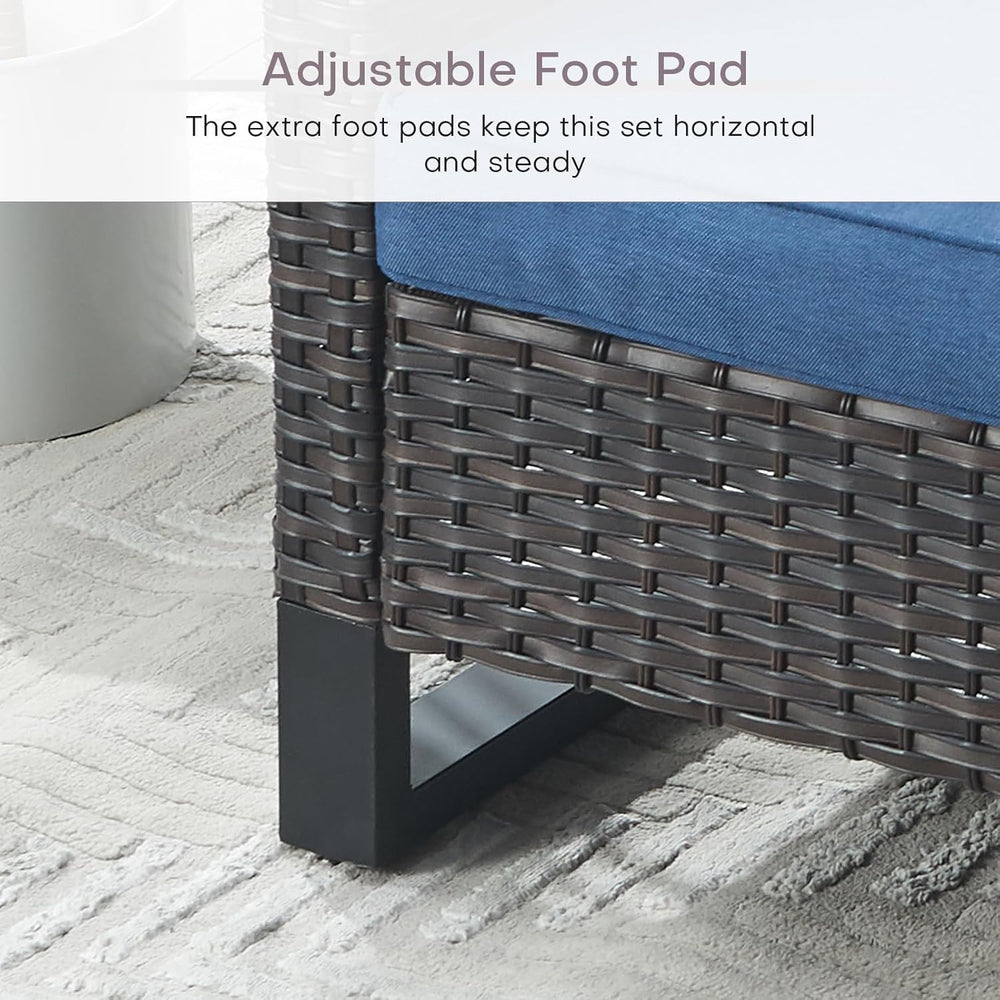 HUMMUH Outdoor Ottomans for Patio Set of 2 PE Wicker Outdoor Footstool with R...