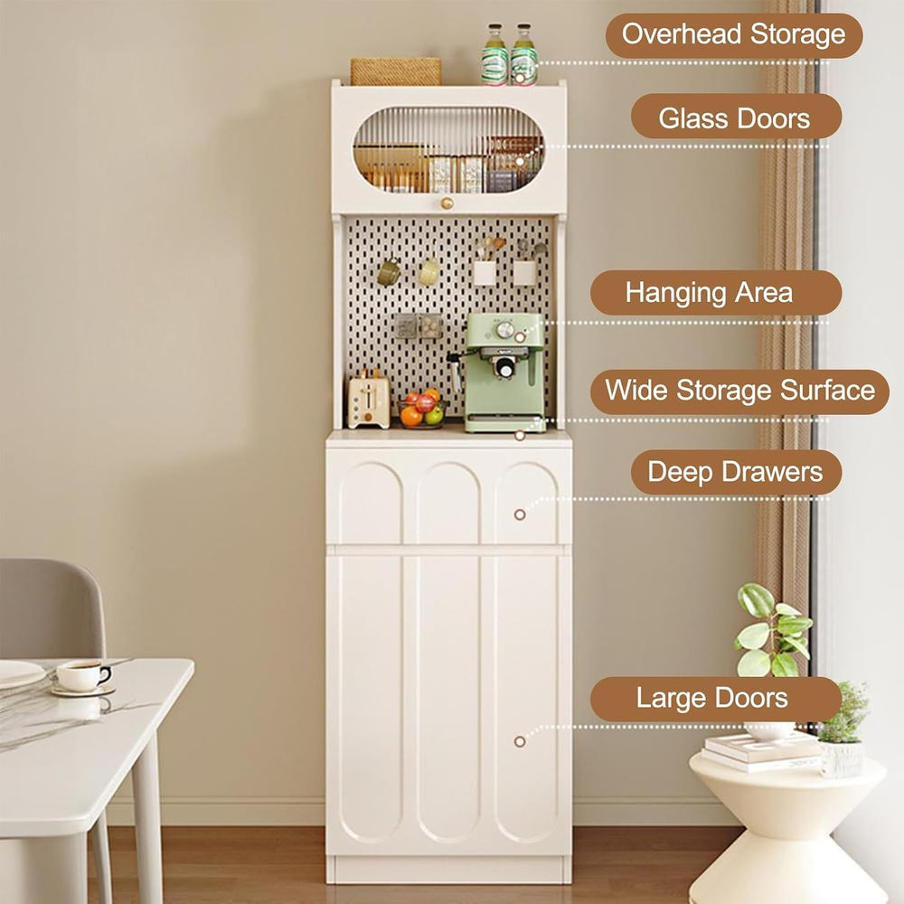Kitchen Pantry Storage Cabinet with Drawer, Tall Kitchen Storage Hutch Cabine...