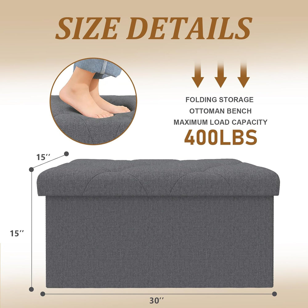 Folding Ottoman with Storage Bench,Storage Ottoman Bench,30 Inches Ottoman Fo...