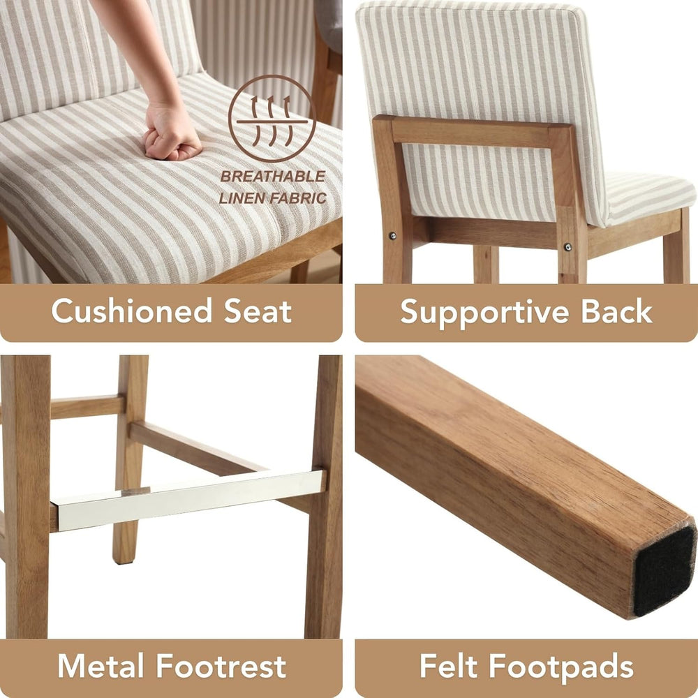 chairus 26" Modern Counter Height Bar Stools Set of 2, Farmhouse Linen U...