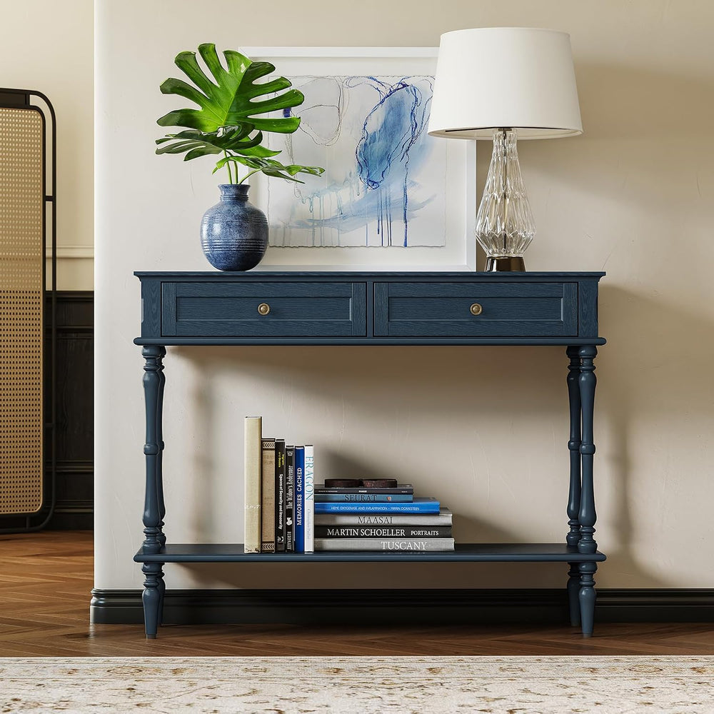 ARTPOWER Console Table for Entryway with 2 Drawers, 10 mins Assembly, Blue | ...