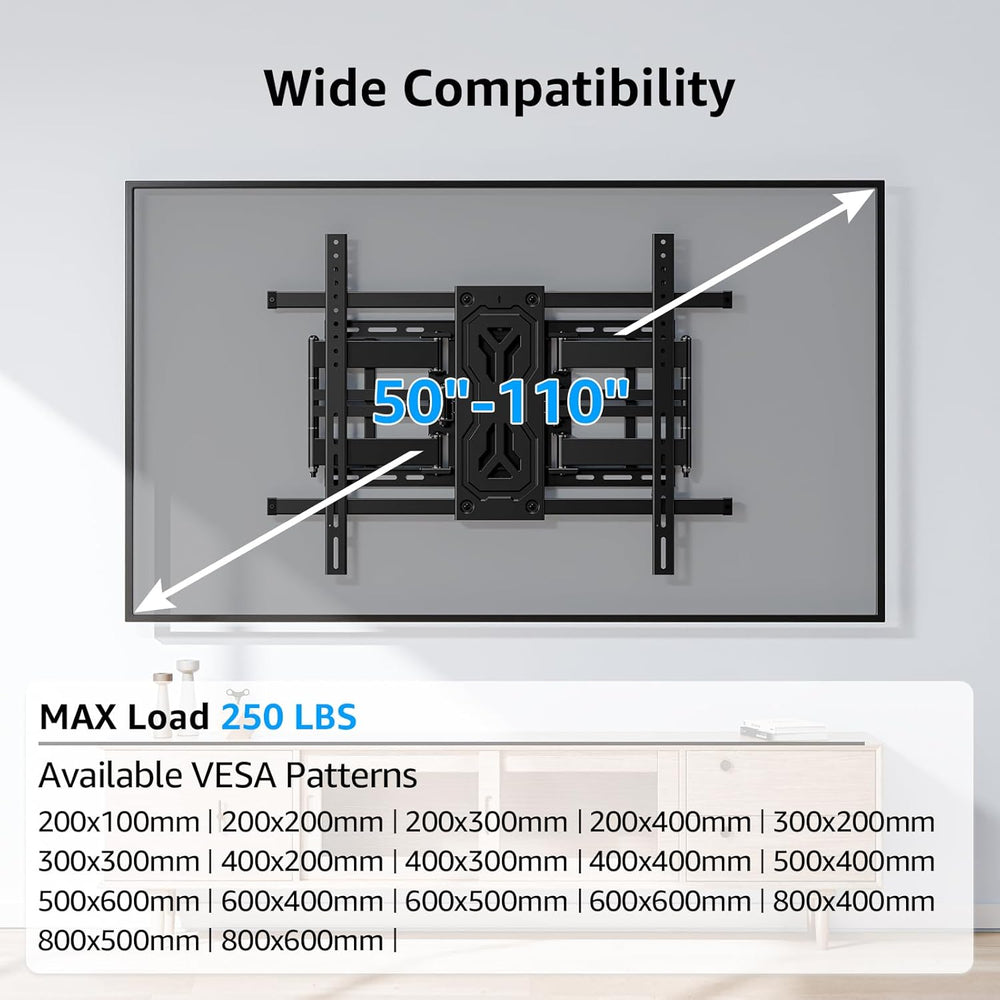 MOUNTUP TV Wall Mount Holds 250 lbs for 50-110 inch Large TVs, Heavy Duty Ful...