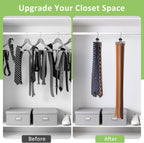 2 Pack Tie Hanger Belt Organizer for Closet, Rotatable Tie Rack with 16 Hooks Max 24 Belts & 16 Ties Storage Capacity, Space Saving Hanging Belt Holder for Closet Organizer, Black