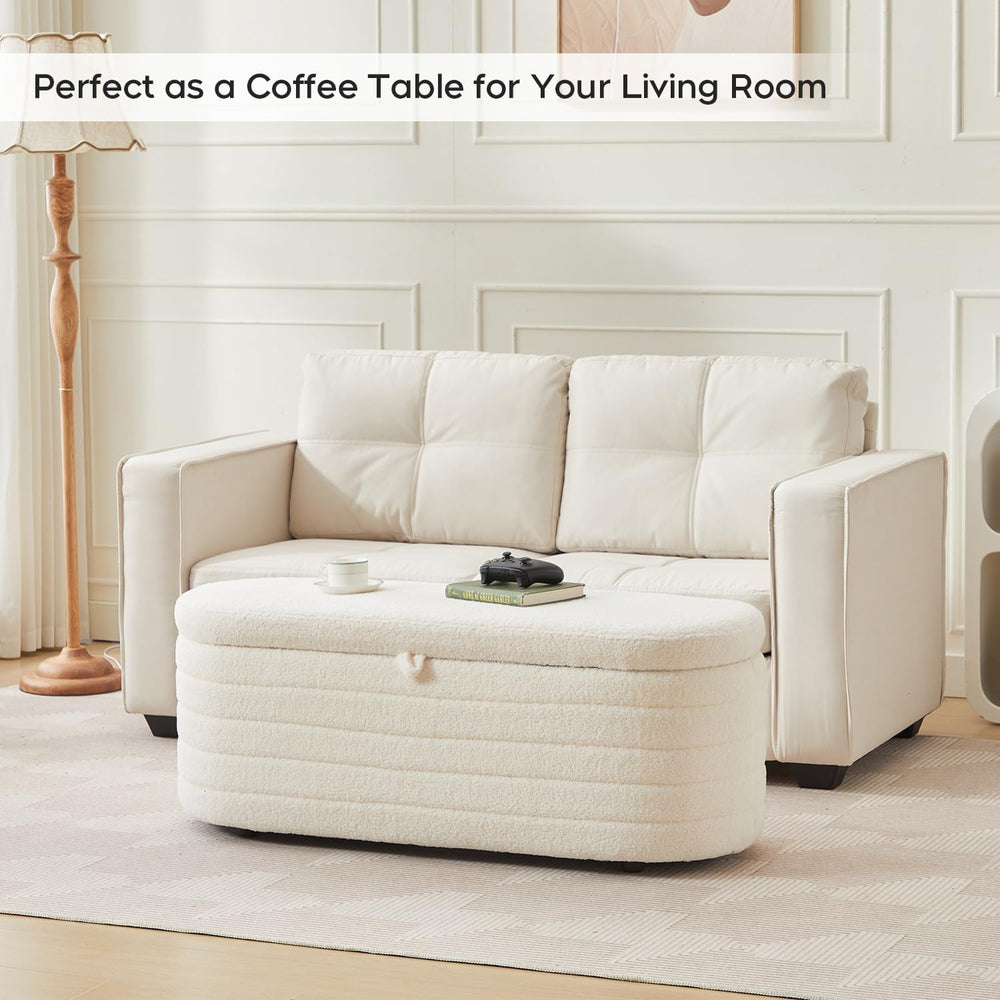 Storage Ottoman Bench End of Bed for Bedroom,45 inch Boucle Upholstered Entry...