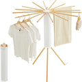 JOOM Tripod Clothes Drying Rack, Garment Rack Portable and Foldable Space Saving Laundry Drying Rack - Drying Rack Clothing Floor Folding Balcony Bedroom Household Wooden