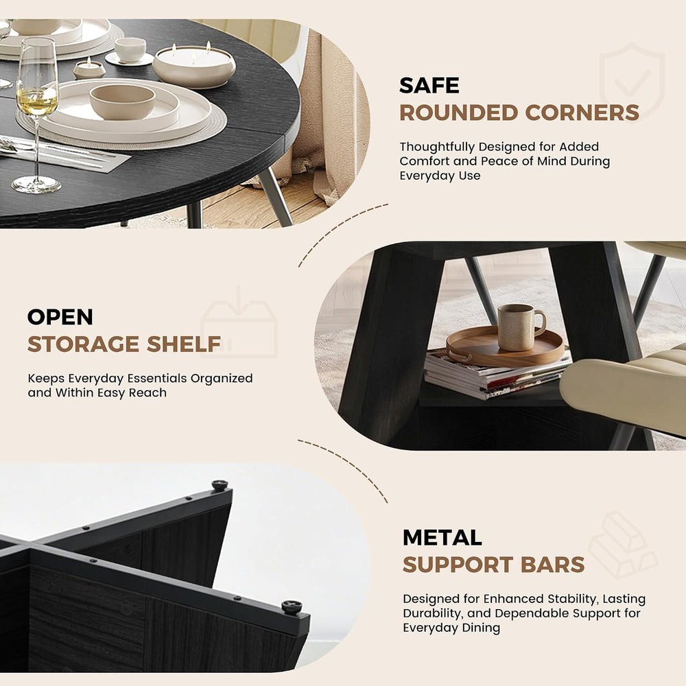 Miereirl Extendable Dining Table Set for 4-6, 47.24"-63" Round to O...