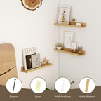 Axeman Floating Shelves for Wall | Picture Ledge Shelf Set of 2 | Rustic Oak Picture Shelf for Wall with Ledge | Small Floating Shelves with Lip | Photo Ledge Shelves for Books Album Records