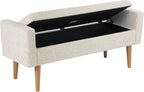 HomePop Fulton 48" Storage Bench - Textured Cream Fabric