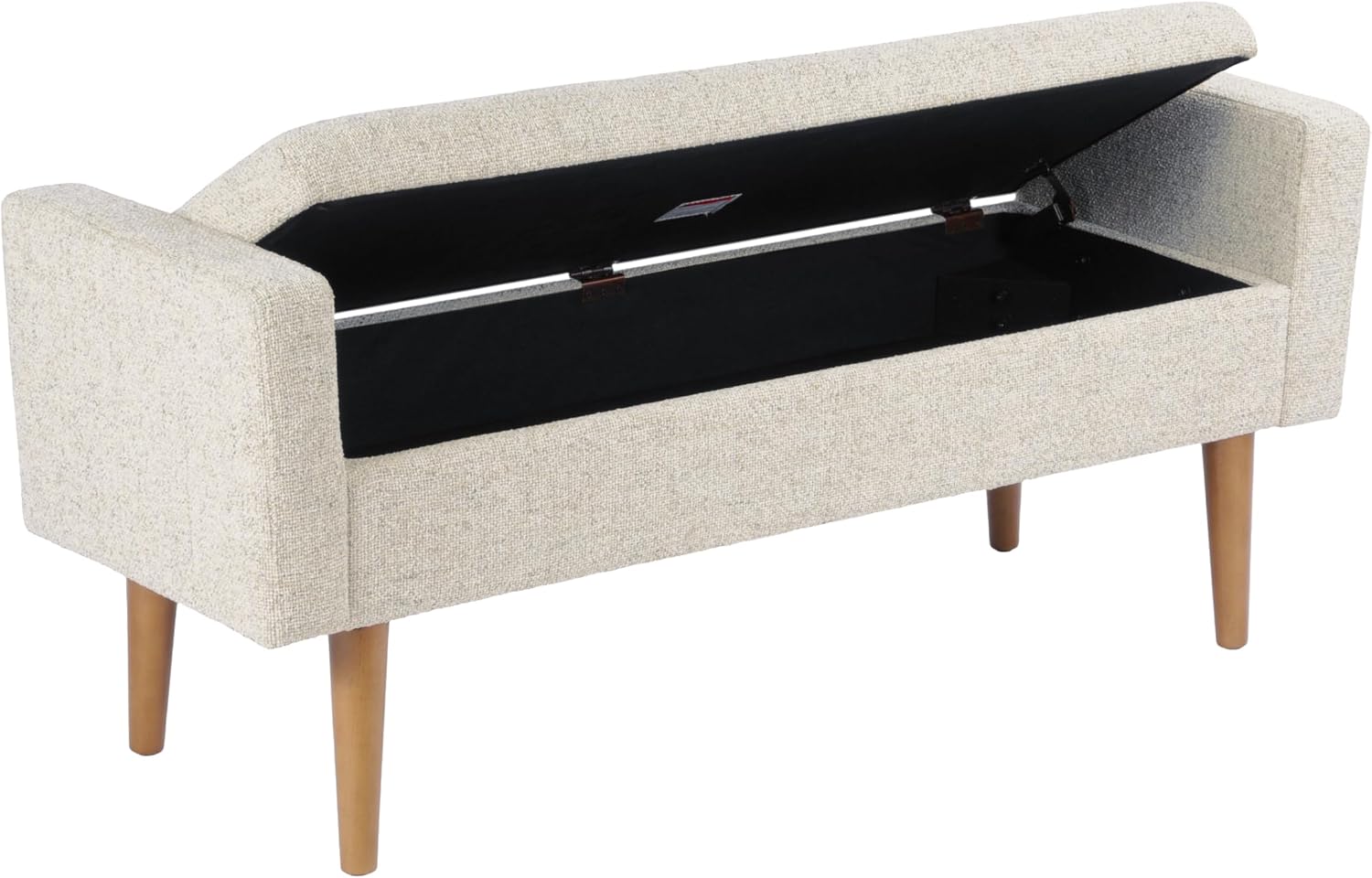 HomePop Fulton 48" Storage Bench - Textured Cream Fabric