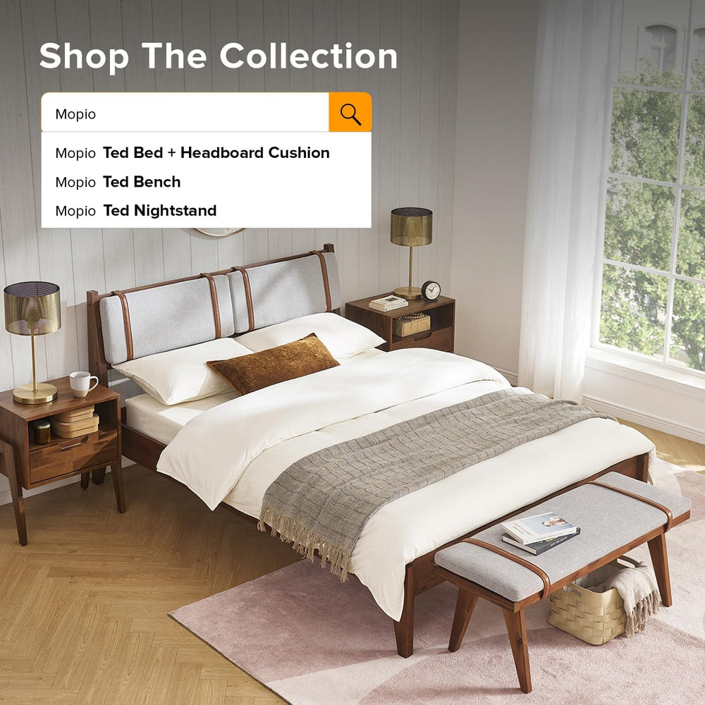 mopio Ted Mid-Century Modern End of Bed Wood Bench, Entryway Shoe Bench with ...