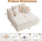 Qulomvs 57" Oversized Chaise Lounge Chair Indoor, No Assembly Boneless Couch, Corduroy Upholstered Sofa Bed, Deep Seat Comfy Reading Chair, Cloud Sleeper Couch for Living Room, Bedroom (Beige)