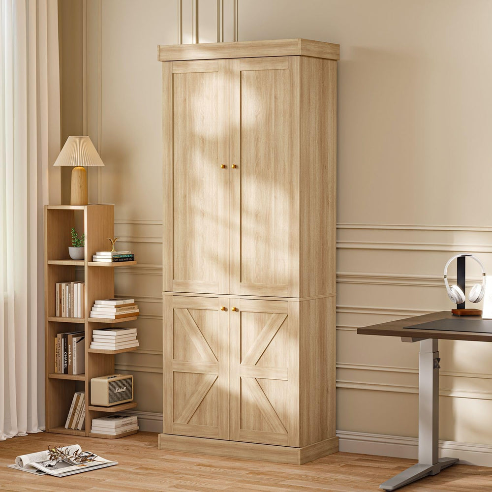 Vyre 70.8" Tall Kitchen Pantry Cabinet with Doors, Farmhouse Modular Sto...