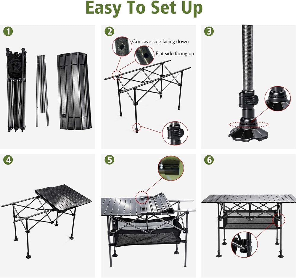 Damei century Large Folding Camping Table, 46.45×25.6in, Adjustable Height