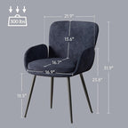 VKNOW Modern Dining Chairs Set of 4, Upholstered Dining Room Chair with Armrest, Kitchen Chairs with Curved Ergonomics Backrest for Living Room, Dining Room, Kitchen, Navy Blue