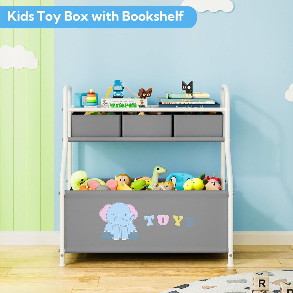 GRANNY SAYS Storage Cabinet with Shelves and Fabric Bins, 3-Tier Organizer Ra...