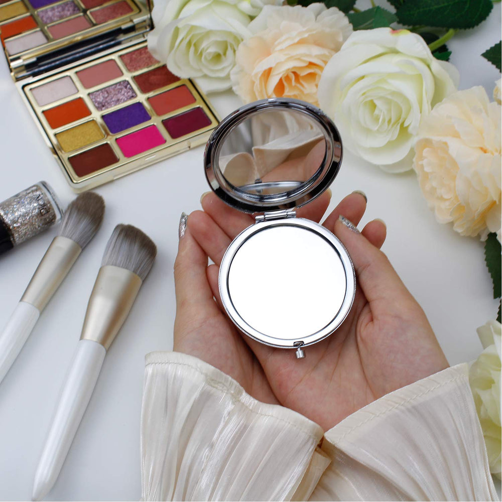Daughter Gifts Silver Stainless Steel Compact Makeup Mirror Graduation Birthd...