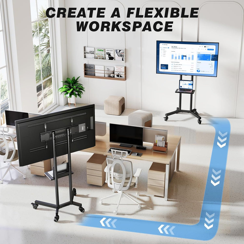 Rolling TV Stand with Shelf for 32-85 inch TVs up to 150lbs, Portable Mobile ...