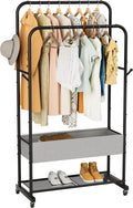 Clothes Garment Coat Rack Drying Clothing Racks Metal Freestanding for Hanging Clothes Portable Closet for Laundry Bedroom Black