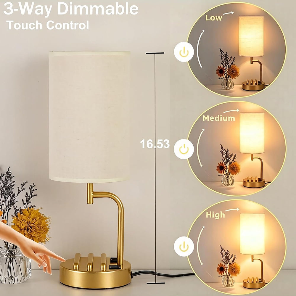 Dreamholder Touch Control USB Table Lamp with USB C/A & AC Outlet, 3-Way ...