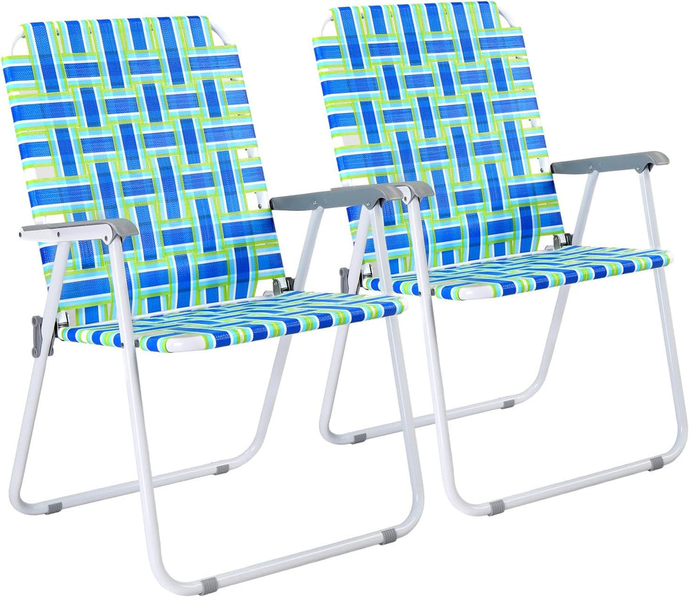VINGLI Oversized Patio Lawn Chairs Folding 1 Piece, Webbed Folding Chair Outd...