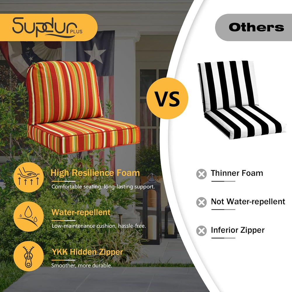 Outdoor Cushions for Patio Furniture Set of 2, 24"x24" Water Repell...