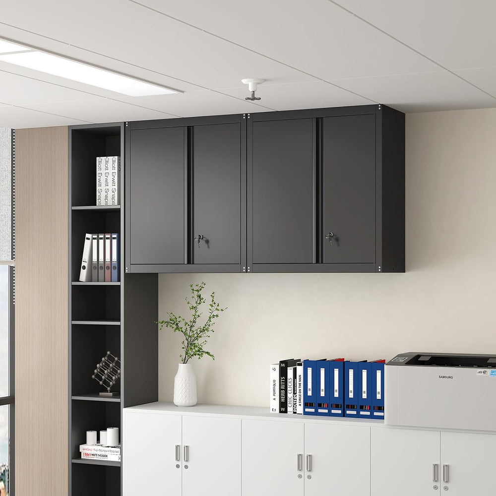 IRONFFICE Metal Storage Cabinet,Garage Wall Cabinets with Locking Doors,Black...