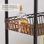 6 Shelves Storage Shelf Wire Closet Bathroom Organizers Metal Pantry Kitchen Garage Shelving Unit Laundry Room Organization Home Rack Net Basket Black with Wheels 30" Dx14 Wx65 H