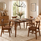 DUHOME Wood Dining Table Set for 4, 43.3" Solid Wood Kitchen Table & 4 Curved Back Support Chairs, Farmhouse Natural Kitchen Table and Chairs for Small Apartment, Dining Room Kitchen
