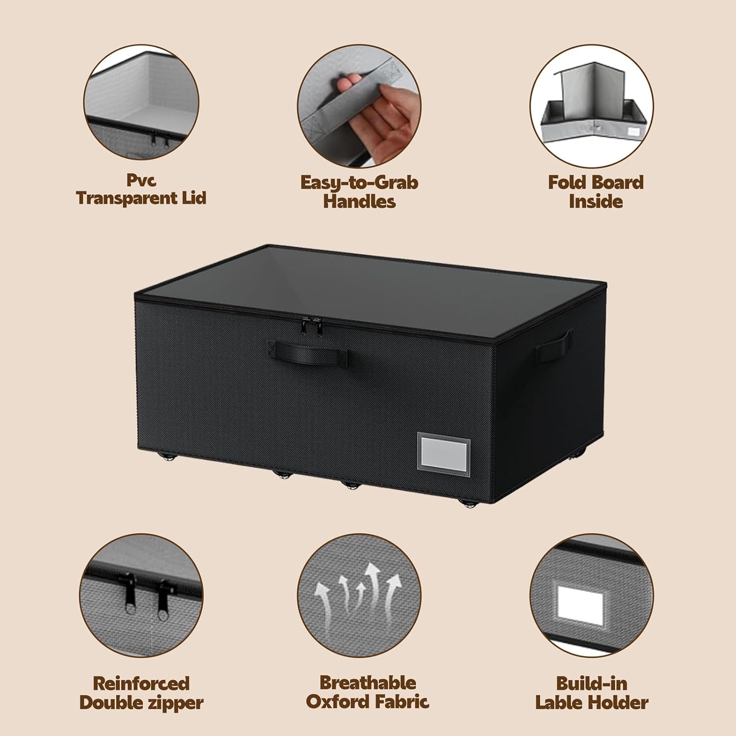 Under Bed Storage with Wheels, 2-Pack Under Bed Storage Containers with Clear Lids, No Assemble Required 10 inches Height, Rolling Underbed Storage Drawers Bins for Shoes, Clothes, Blankets, Toys