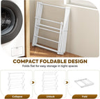 KINGBOARD Clothes Drying Rack, Collapsible Drying Rack Clothing with 11 Poles, 3-Tier Laundry Drying Rack, Small Clothes Drying Rack Foldable for Baby Clothes Sock Towel, 25lb Capacity, White