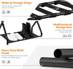 Heybly Luggage Rack for Guest Room, Pack of 2, Steel Folding Suitcase Stand with Storage Shelf for Bedroom, Hotel, Foldable Steel Frame, Guest Room 26.2" L x 14.4" W x 20.5" H, Black HLR004B2