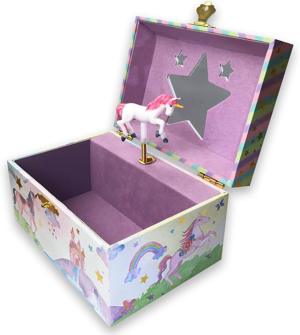 BinkeGG Play [ Twinkle Twinkle Little Star ] (60 Tunes Option) Children Jewelry Box Unicorn Jewelry Music Box for Girls Jewelry Storage Box with Sankyo Musical Box Mechanism