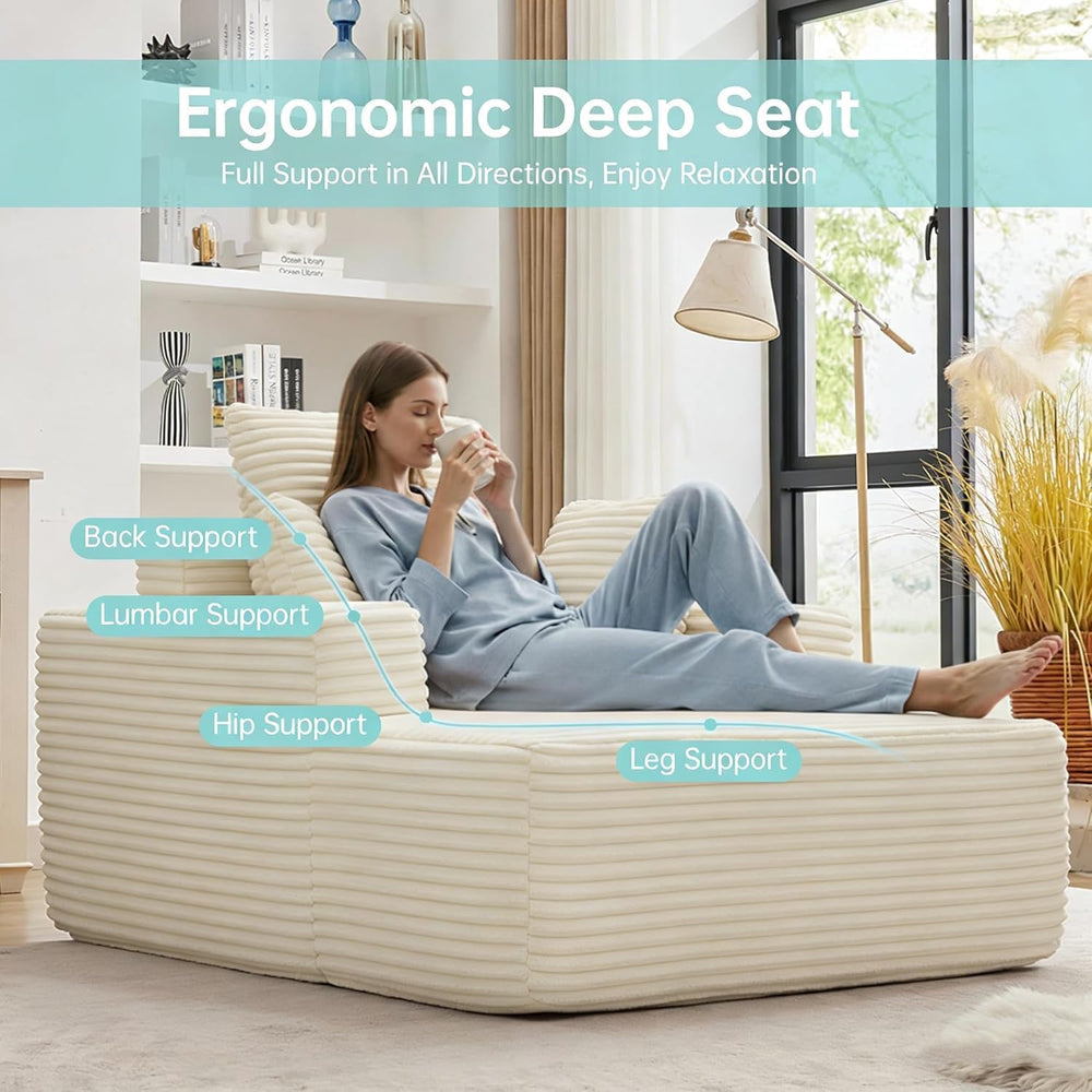 Chaise Lounge Chair, 54" Oversized Cloud Couch Sofa with Deep Seat, Plus...
