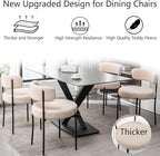 Boucle Dining Chairs Set of 2, Upholstered Dining Room Chairs with Black Metal Legs, Round Modern Dining Chair for Dining Room, Kitchen