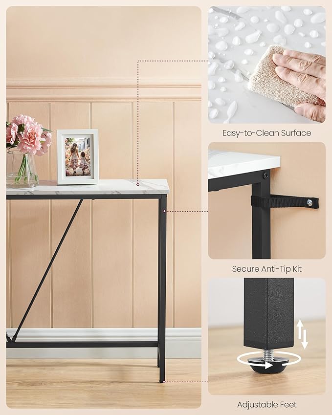 VASAGLE Console Sofa Table, Narrow Entryway Table, for Living Room, Bedroom, ...