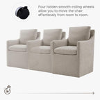 Upholstered Dining Chairs with Casters, No Assembly Modern Accent Armchair with Rollers for Dining Room, Bedroom, Living Room, Reading Room, Already Assembled, Sand, 2 Box