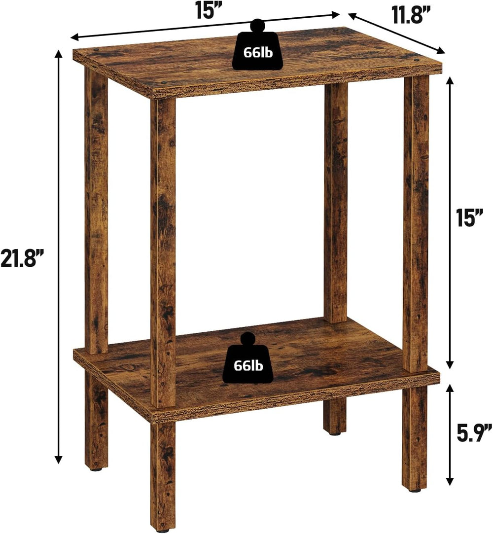 TUTOTAK End Table, Set of 2, Side Table, Nightstand, 2-Tier Storage Shelf, So...