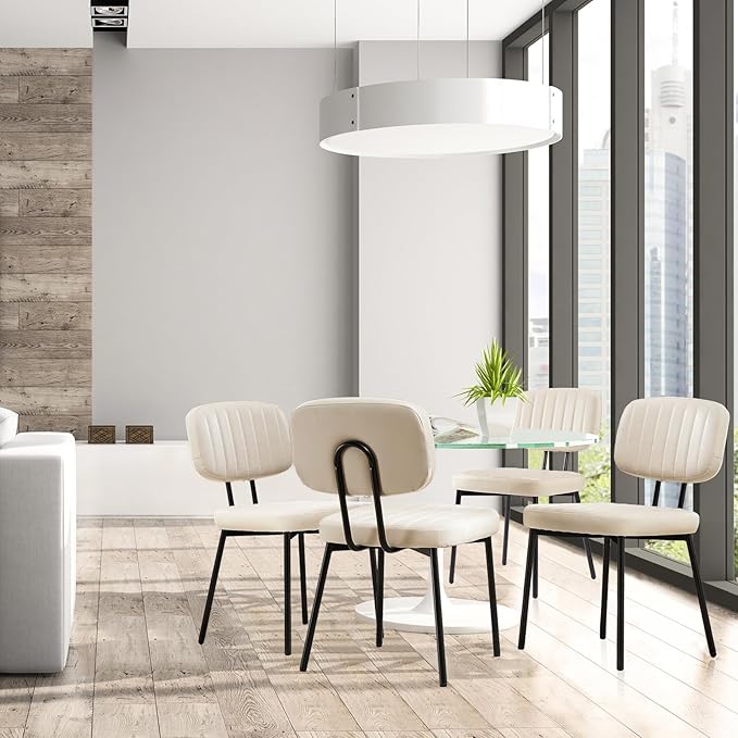 Sweetcrispy Dining Chairs Set of 2, Upholstered Mid Century Modern Kitchen Ac...